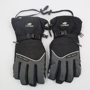 HEAD Outlast Hipora Ski Gloves Black Gray Waterproof Thermal Winter Snowboard